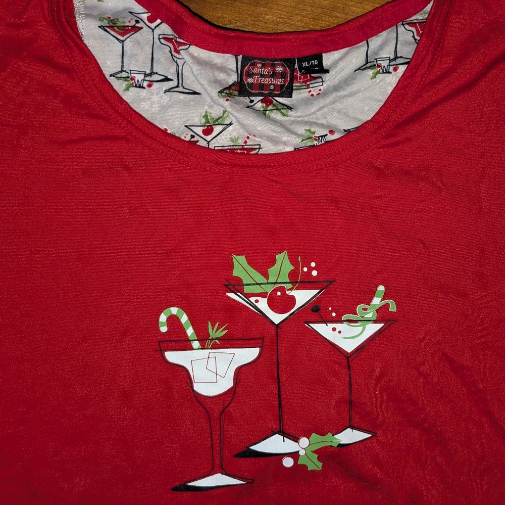 holiday pajamas with cocktail print